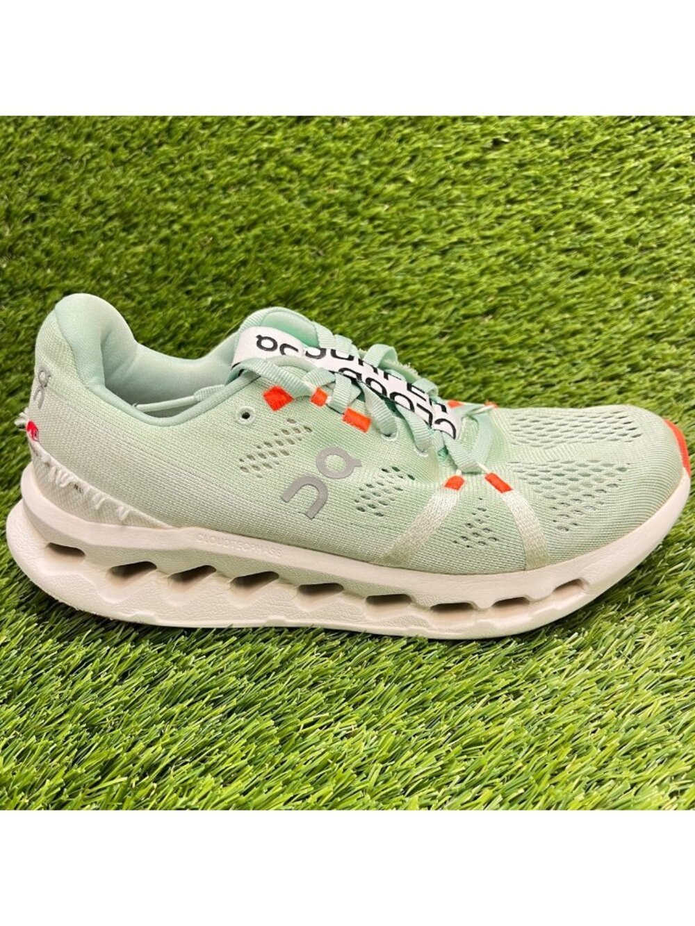On Cloudsurfer Womens Size 7 Mint Green White Athletic Running Shoes Sneakers